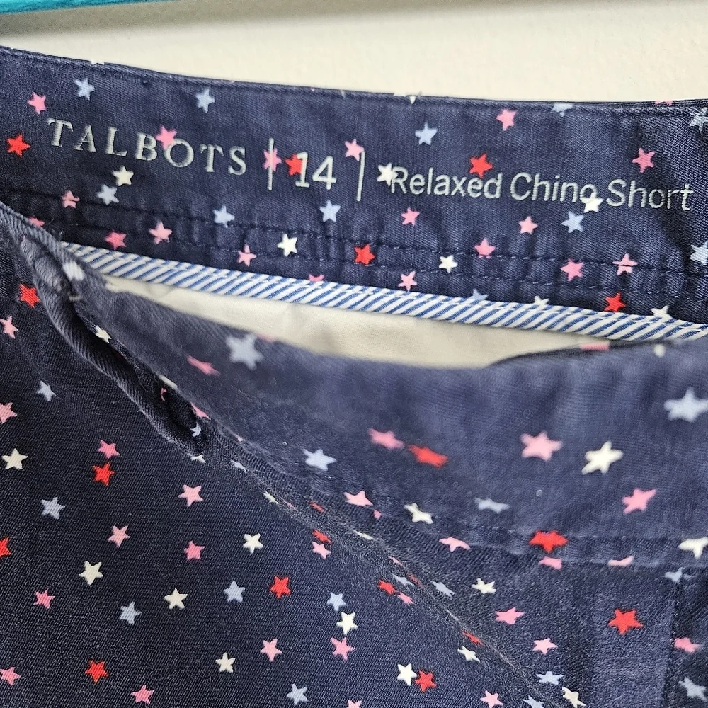Talbots Women's Relaxed Chino Shorts Navy Mini Stars Size 14 - Picture 4 of 11